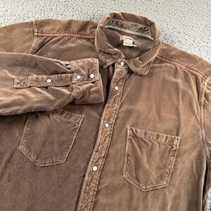 32 Bar Blues Shirt Mens Large Brown Velvet Western Pearl Snaps Cotton